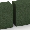Großaufnahme vom Verbindungssystem von WARCO-Boden 7030 - Bloque de escalón de caucho granulado im Farbdesign Verde hierba. Abmessungen 100 x 30 x 15 cm.