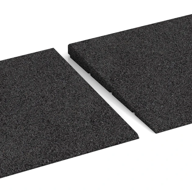 Großaufnahme vom Verbindungssystem von WARCO-Boden 2308 - Rampa de umbral 75 cm im Farbdesign Antracita. Abmessungen 75 x 30 cm | 8 < 25 mm.