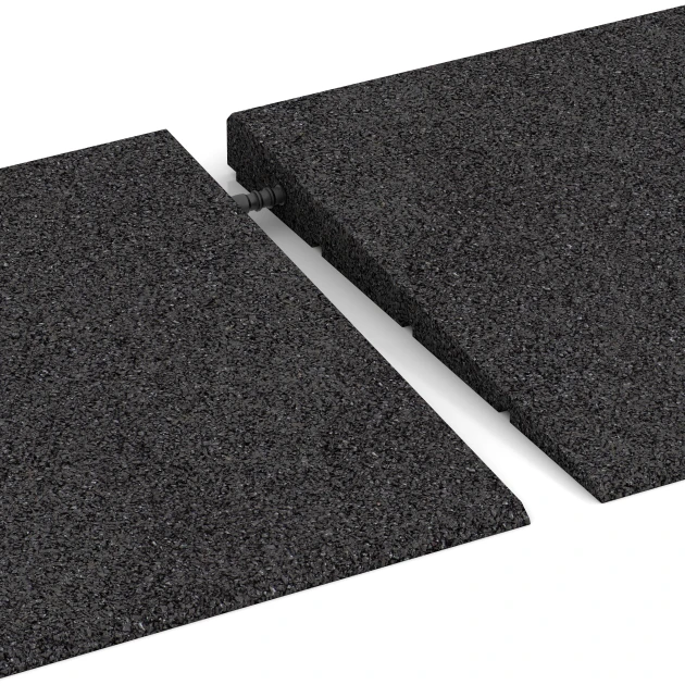 Großaufnahme vom Verbindungssystem von WARCO-Boden 2348 - Rampa de umbral 75 cm im Farbdesign Antracita. Abmessungen 75 x 30 cm | 8 < 30 mm.