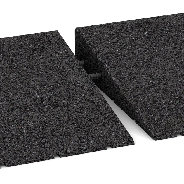 Großaufnahme vom Verbindungssystem von WARCO-Boden 2548 - Rampa de umbral 75 cm im Farbdesign Antracita. Abmessungen 75 x 30 cm | 8 < 65 mm.