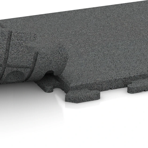 Großaufnahme vom Verbindungssystem von WARCO-Boden 1251 - Baldosa exterior Classic im Farbdesign Gris pizarra. Abmessungen 50 x 50 x 3 cm | 0,25 m².