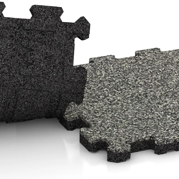 Großaufnahme vom Verbindungssystem von WARCO-Boden 3849 - Baldosa borde piscina sin juntas im Farbdesign Granito clásico. Abmessungen 306 x 306 x 20 mm.