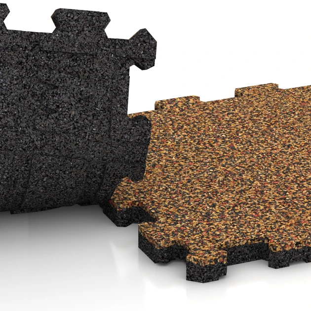 Großaufnahme vom Verbindungssystem von WARCO-Boden 3714 - Esterilla Fitness Premium 2 cm im Farbdesign Terracota. Abmessungen 30,6 x 30,6 x 2 cm | 0,094 m².