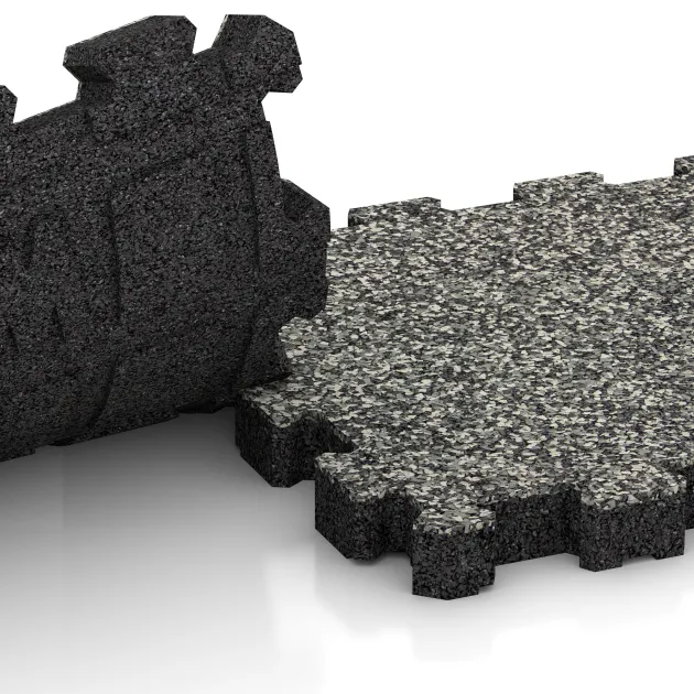 Großaufnahme vom Verbindungssystem von WARCO-Boden 6105 - Baldosa borde piscina sin juntas im Farbdesign Granito clásico. Abmessungen 306 x 306 x 30 mm.