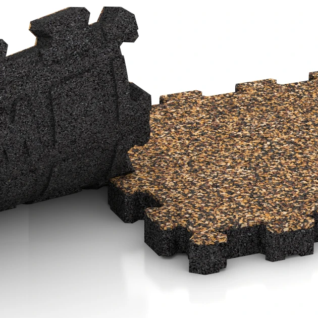 Großaufnahme vom Verbindungssystem von WARCO-Boden 4281 - Suelo para terraza sin juntas im Farbdesign Rattan. Abmessungen 30,6 x 30,6 x 3 cm | 0,094 m².