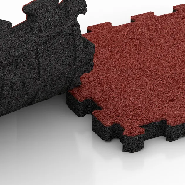 Großaufnahme vom Verbindungssystem von WARCO-Boden 5236 - Baldosa borde piscina sin juntas im Farbdesign Rojo coral. Abmessungen 306 x 306 x 30 mm.