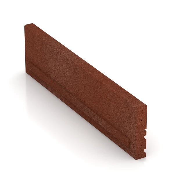 Großaufnahme vom Verbindungssystem von WARCO-Boden 3785 - Bordillo elástico im Farbdesign Rojo ladrillo. Abmessungen 100 × 5 × 25 cm.