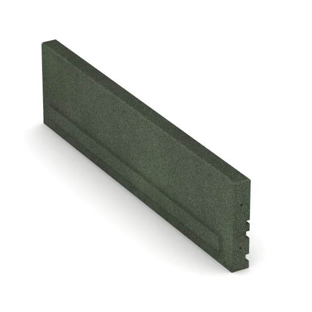 Großaufnahme vom Verbindungssystem von WARCO-Boden 3786 - Bordillo elástico im Farbdesign Verde hierba. Abmessungen 100 × 5 × 25 cm.