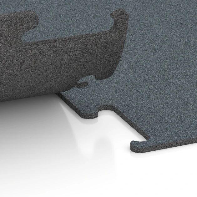 Großaufnahme vom Verbindungssystem von WARCO-Boden 6157 - Fitness Performance Elite Pavimento Deportivo im Farbdesign Verde Helecho. Abmessungen 100 x 100 x 1 cm | 1,00 m².