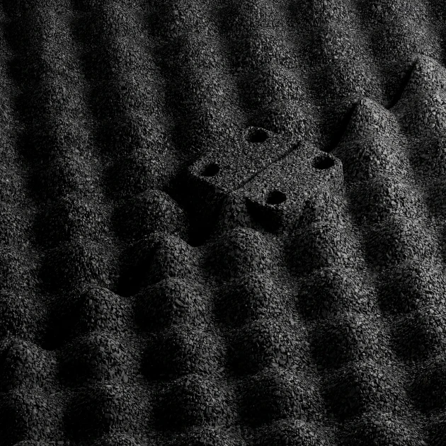 Großaufnahme vom Verbindungssystem von WARCO-Boden 3782 - Pavimento Fitness Performance Impact im Farbdesign Antracita. Abmessungen 100 × 100 × 3 cm.