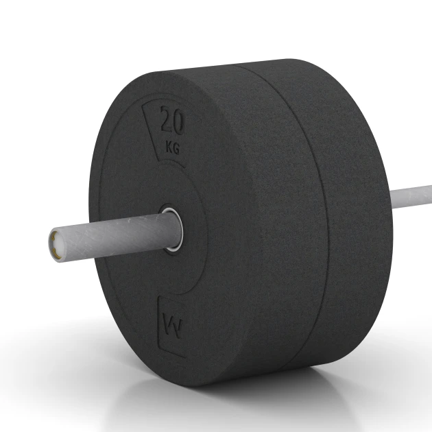 Großaufnahme vom Verbindungssystem von WARCO-Boden 6087 - Bumper Plate im Farbdesign Antracita. Abmessungen 20 kg | ø 45,4 x 11,38 cm.