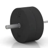 Großaufnahme vom Verbindungssystem von WARCO-Boden 6090 - Bumper Plate Slim im Farbdesign Antracita. Abmessungen 25 kg | ø 45,4 x 11,38 cm.