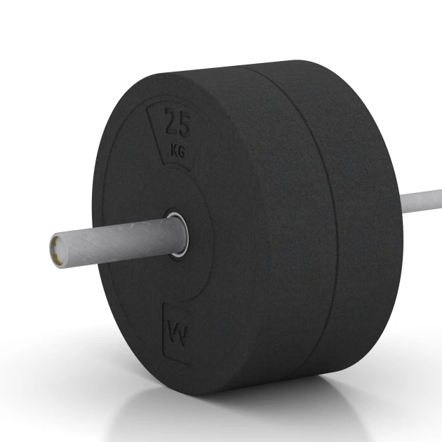 Großaufnahme vom Verbindungssystem von WARCO-Boden 6090 - Bumper Plate Slim im Farbdesign Antracita. Abmessungen 25 kg | ø 45,4 x 11,38 cm.