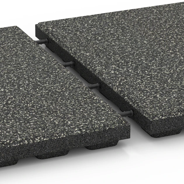 Großaufnahme vom Verbindungssystem von WARCO-Boden 6422 - Loseta amortiguadora – 120 cm im Farbdesign Granito gris oscuro. Abmessungen 50 x 50 x 4 cm.