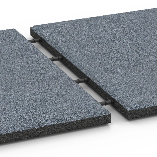 Großaufnahme vom Verbindungssystem von WARCO-Boden 6130 - Loseta amortiguadora – 95 cm im Farbdesign Gris grafito. Abmessungen 50 x 50 x 3 cm.