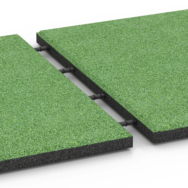 Großaufnahme vom Verbindungssystem von WARCO-Boden 6129 - Loseta amortiguadora 95 cm im Farbdesign Verde tilo. Abmessungen 50 x 50 x 3 cm | 0,25 m².