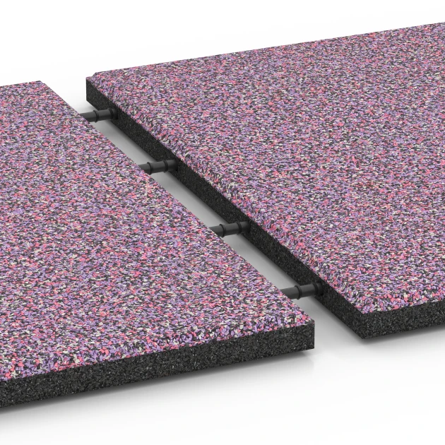 Großaufnahme vom Verbindungssystem von WARCO-Boden 6418 - Loseta amortiguadora – 90 cm im Farbdesign Lavanda. Abmessungen 50 x 50 x 3 cm | 0,25 m².