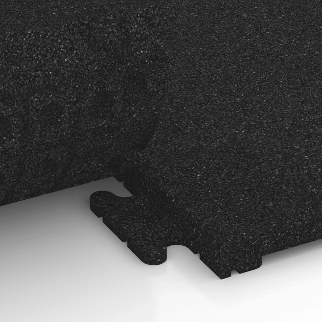 Großaufnahme vom Verbindungssystem von WARCO-Boden 6190 - Baldosa de suelo fitness Classic im Farbdesign Antracita. Abmessungen 50 x 50 x 3 cm | 0,25 m².