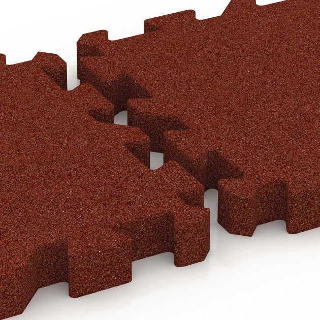 Großaufnahme vom Verbindungssystem von WARCO-Boden 6406 - Loseta de caucho – 220 cm im Farbdesign Rojo ladrillo. Abmessungen 50 x 50 x 6 cm | 0,25 m².