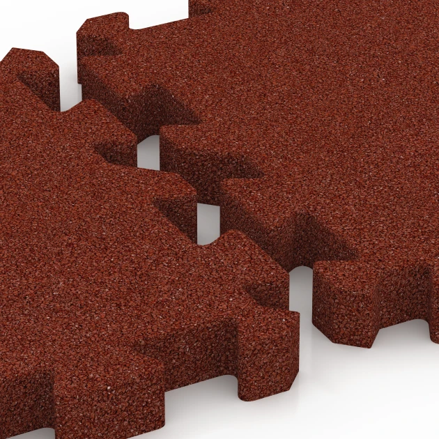 Großaufnahme vom Verbindungssystem von WARCO-Boden 6402 - Loseta de caucho – 190 cm im Farbdesign Rojo ladrillo. Abmessungen 50 x 50 x 5 cm | 0,25 m².