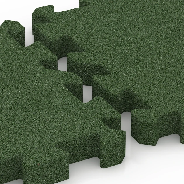 Großaufnahme vom Verbindungssystem von WARCO-Boden 6403 - Loseta de caucho – 190 cm im Farbdesign Verde hierba. Abmessungen 50 x 50 x 5 cm | 0,25 m².