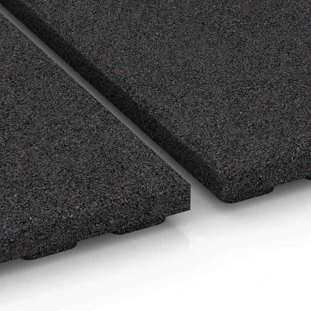 Großaufnahme vom Verbindungssystem von WARCO-Boden 6387 - Loseta de caucho para cuadras Lujo im Farbdesign Antracita. Abmessungen 100 x 100 x 4,5 cm | 1,00 m².