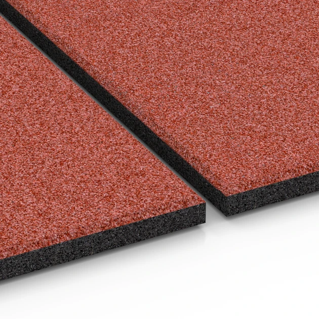 Großaufnahme vom Verbindungssystem von WARCO-Boden 6380 - Loseta de caucho para cuadras im Farbdesign Rojo ladrillo. Abmessungen 100 x 100 x 3 cm | 1,00 m².