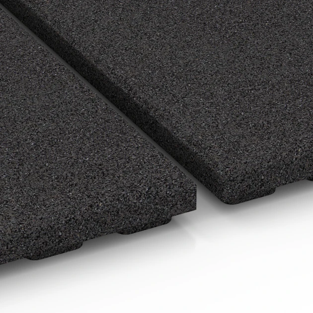 Großaufnahme vom Verbindungssystem von WARCO-Boden 6389 - Loseta de caucho para cuadras Lujo im Farbdesign Antracita. Abmessungen 100 x 50 x 4,5 cm | 0,50 m².