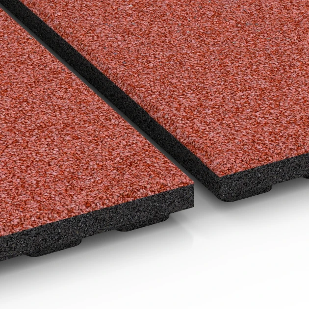Großaufnahme vom Verbindungssystem von WARCO-Boden 6390 - Loseta de caucho para cuadras Lujo im Farbdesign Rojo ladrillo. Abmessungen 100 x 50 x 4,5 cm | 0,50 m².