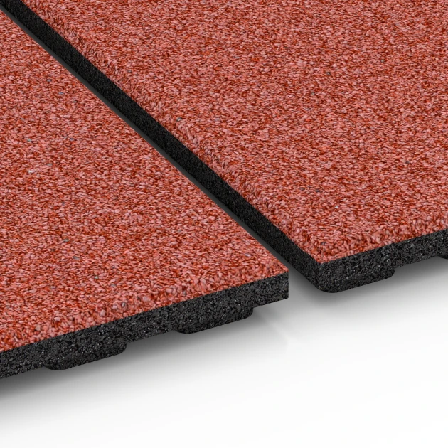 Großaufnahme vom Verbindungssystem von WARCO-Boden 6386 - Loseta de caucho para cuadras Confort im Farbdesign Rojo ladrillo. Abmessungen 100 x 50 x 4 cm | 0,50 m².