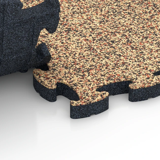 Großaufnahme vom Verbindungssystem von WARCO-Boden 6943 - Loseta de terraza im Farbdesign Terracota. Abmessungen 44,6 x 44,6 × 2,8 cm.