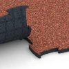 Großaufnahme vom Verbindungssystem von WARCO-Boden 6854 - Fitness Active suelo im Farbdesign Etna. Abmessungen 97,1 x 97,1 x 2,8 cm.