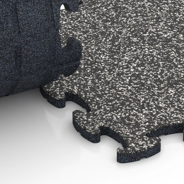 Großaufnahme vom Verbindungssystem von WARCO-Boden 6814 - Loseta efecto piedra encajable im Farbdesign Granito gris oscuro. Abmessungen 28,9 x 28,9 x 1,8 cm.