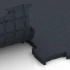 Großaufnahme vom Verbindungssystem von WARCO-Boden 6969 - Fitness Premium suelo técnico im Farbdesign Antracita. Abmessungen 99 x 99 x 2,8 cm.