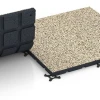 Großaufnahme vom Verbindungssystem von WARCO-Boden 7138 - Suelo de gimnasio para exterior im Farbdesign Travertino. Abmessungen 60 x 60 x 3 cm | 0,36 m².