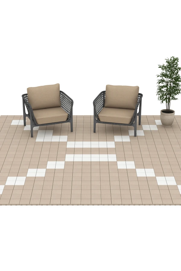 Beispielhafte Verlegung für den Artikel 6353 von WARCO - Mosaico – Baldosa encajable, Farbton Tiza in der Abmessung 30 x 30 x 2 cm.