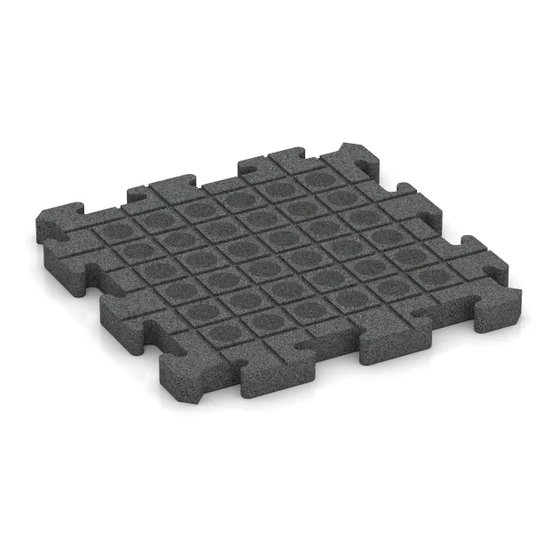 Aufsicht auf die Unterseite, also die Bodenseite von WARCO-Formteil 4194 - Pavimento deportivo de caucho HD im Format 500 x 500 x 40 mm.