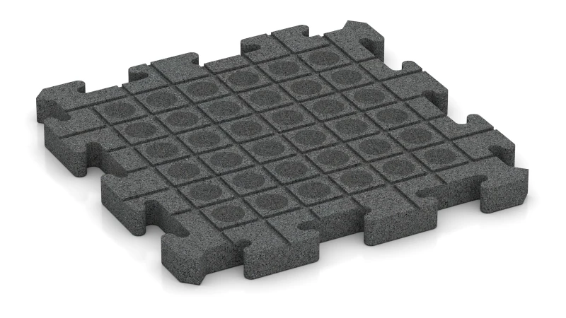 Canales de drenaje y cúpulas en disposición cuadrada