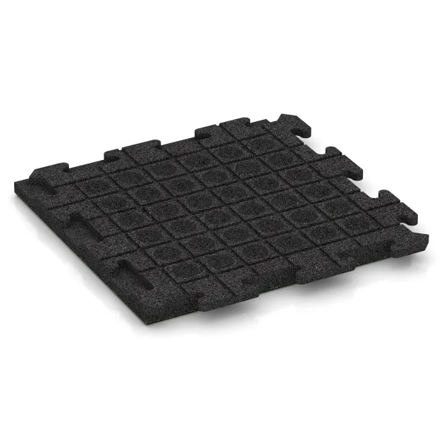 Aufsicht auf die Unterseite, also die Bodenseite von WARCO-Formteil 1314 - Loseta para perreras im Format 500 x 500 x 40 mm.