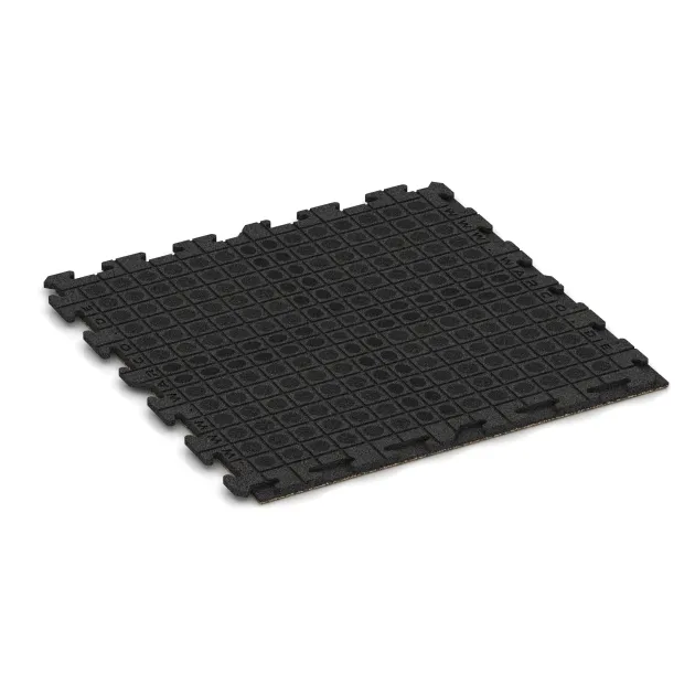 Aufsicht auf die Unterseite, also die Bodenseite von WARCO-Formteil 1606 - Pavimento Fitness Baldosas de Goma Classic im Format 1000 x 1000 x 30 mm.