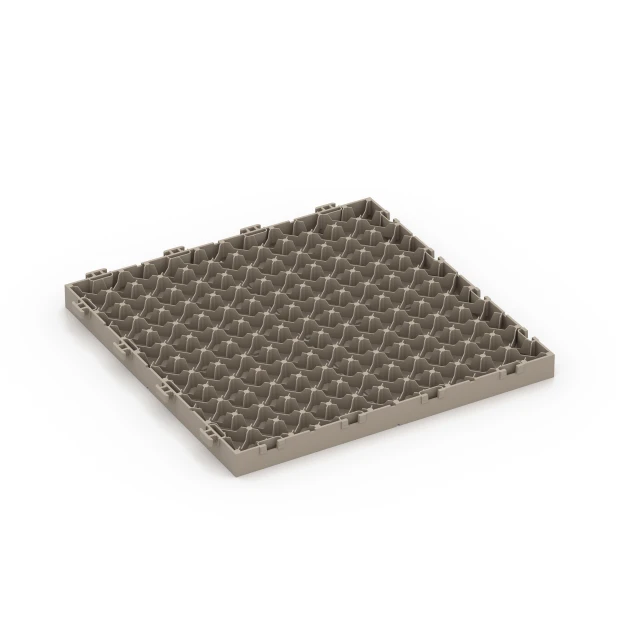 Aufsicht auf die Unterseite, also die Bodenseite von WARCO-Formteil 6351 - Mosaico – Baldosa encajable im Format 30 x 30 x 2 cm.