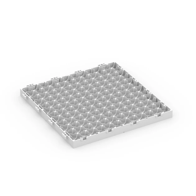 Aufsicht auf die Unterseite, also die Bodenseite von WARCO-Formteil 6353 - Mosaico – Baldosa encajable im Format 30 x 30 x 2 cm.