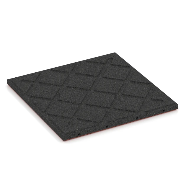 Aufsicht auf die Unterseite, also die Bodenseite von WARCO-Formteil 6288 - Baldosas amortiguadoras im Format 50 x 50 x 3 cm | 0,25 m².
