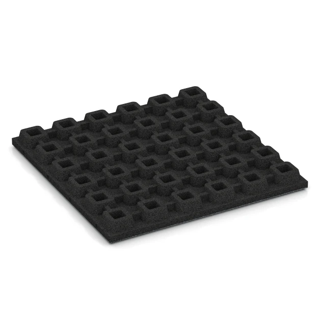 Aufsicht auf die Unterseite, also die Bodenseite von WARCO-Formteil 6294 - Baldosas amortiguadoras im Format 50 x 50 x 4,8 cm.