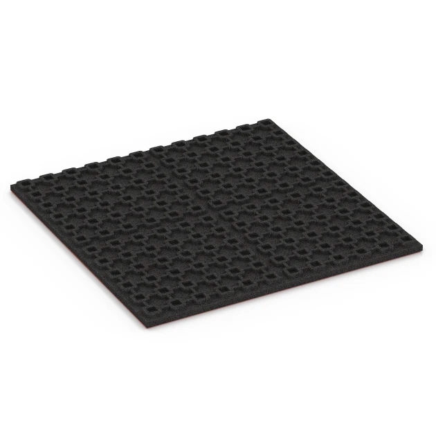 Aufsicht auf die Unterseite, also die Bodenseite von WARCO-Formteil 6384 - Loseta de caucho para cuadras Confort im Format 100 x 100 x 4 cm | 1,00 m².