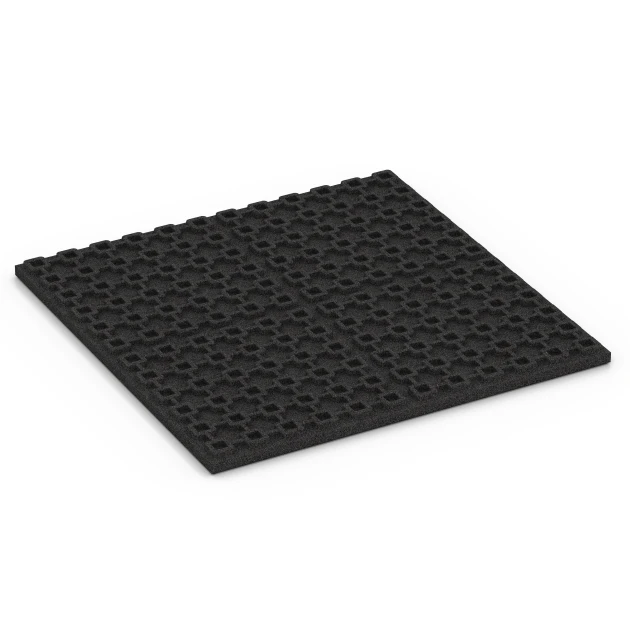 Aufsicht auf die Unterseite, also die Bodenseite von WARCO-Formteil 6387 - Loseta de caucho para cuadras Lujo im Format 100 x 100 x 4,5 cm | 1,00 m².