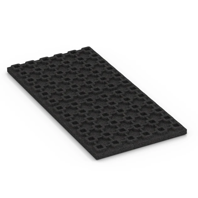 Aufsicht auf die Unterseite, also die Bodenseite von WARCO-Formteil 6389 - Loseta de caucho para cuadras Lujo im Format 100 x 50 x 4,5 cm | 0,50 m².