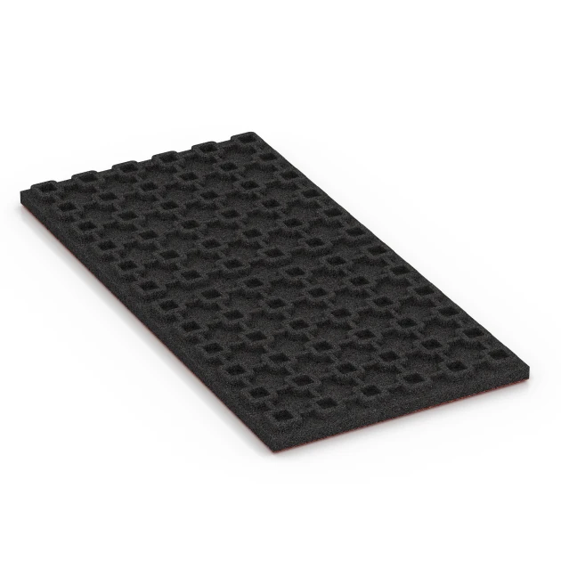 Aufsicht auf die Unterseite, also die Bodenseite von WARCO-Formteil 6390 - Loseta de caucho para cuadras Lujo im Format 100 x 50 x 4,5 cm | 0,50 m².