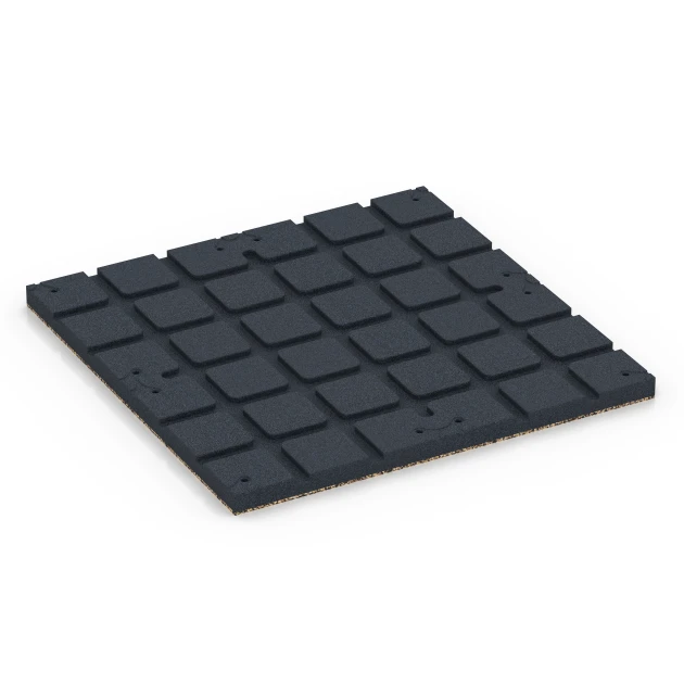 Aufsicht auf die Unterseite, also die Bodenseite von WARCO-Formteil 7140 - Suelo de gimnasio para exterior im Format 60 x 60 x 3 cm | 0,36 m².
