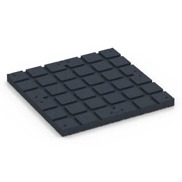 Aufsicht auf die Unterseite, also die Bodenseite von WARCO-Formteil 7141 - Suelo de gimnasio para exterior im Format 60 x 60 x 4 cm | 0,36 m².
